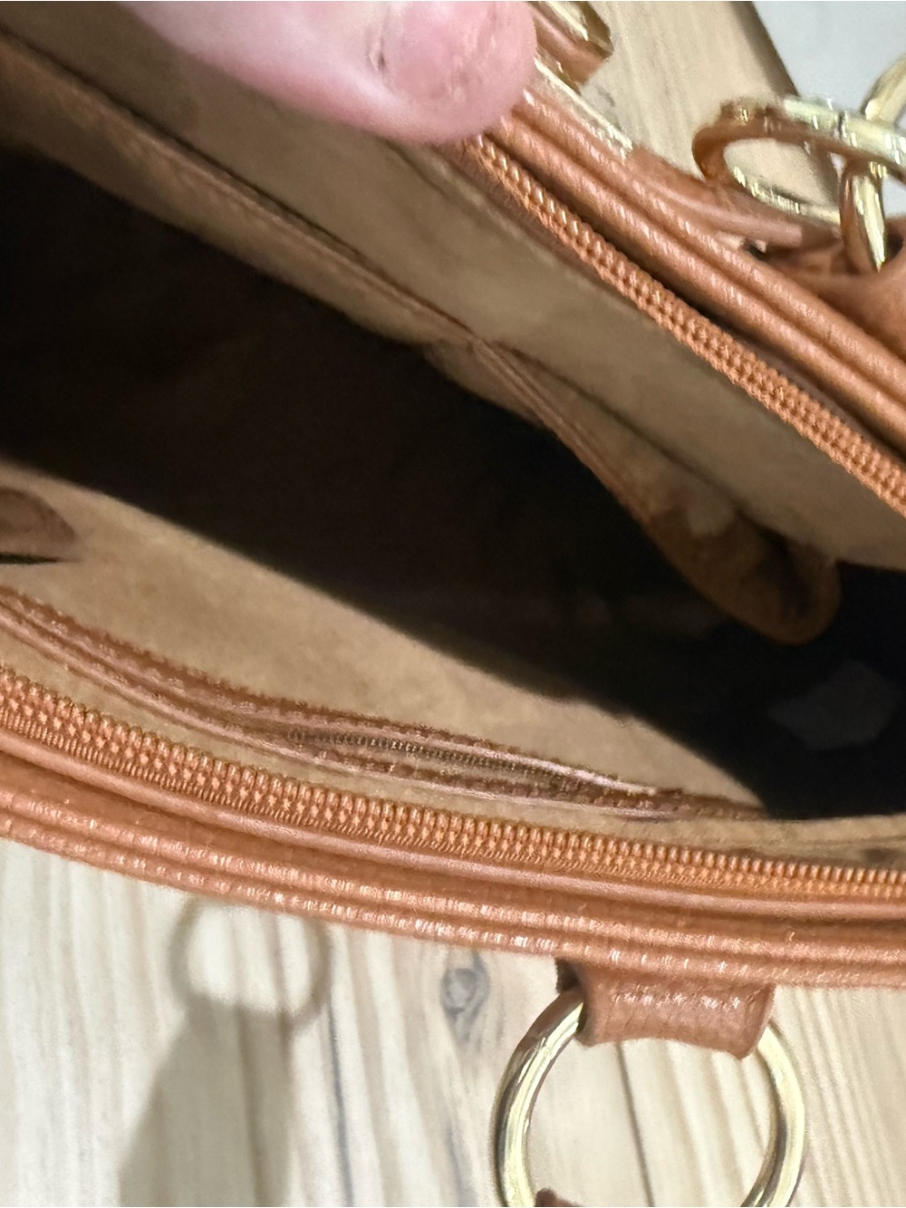 The Danbury Mint Monogram Structured Satchel Brown Faux Leather Top Handle Cross - Picture 8 of 9